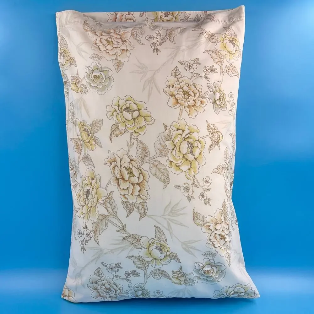 Vintage Cottagecore Floral Pillowcase Neutral 80s 1980s Farmhouse Shabby Chic
